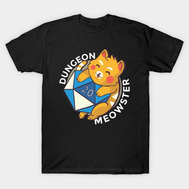 Dungeon Meowster White T-Shirt by MimicGaming